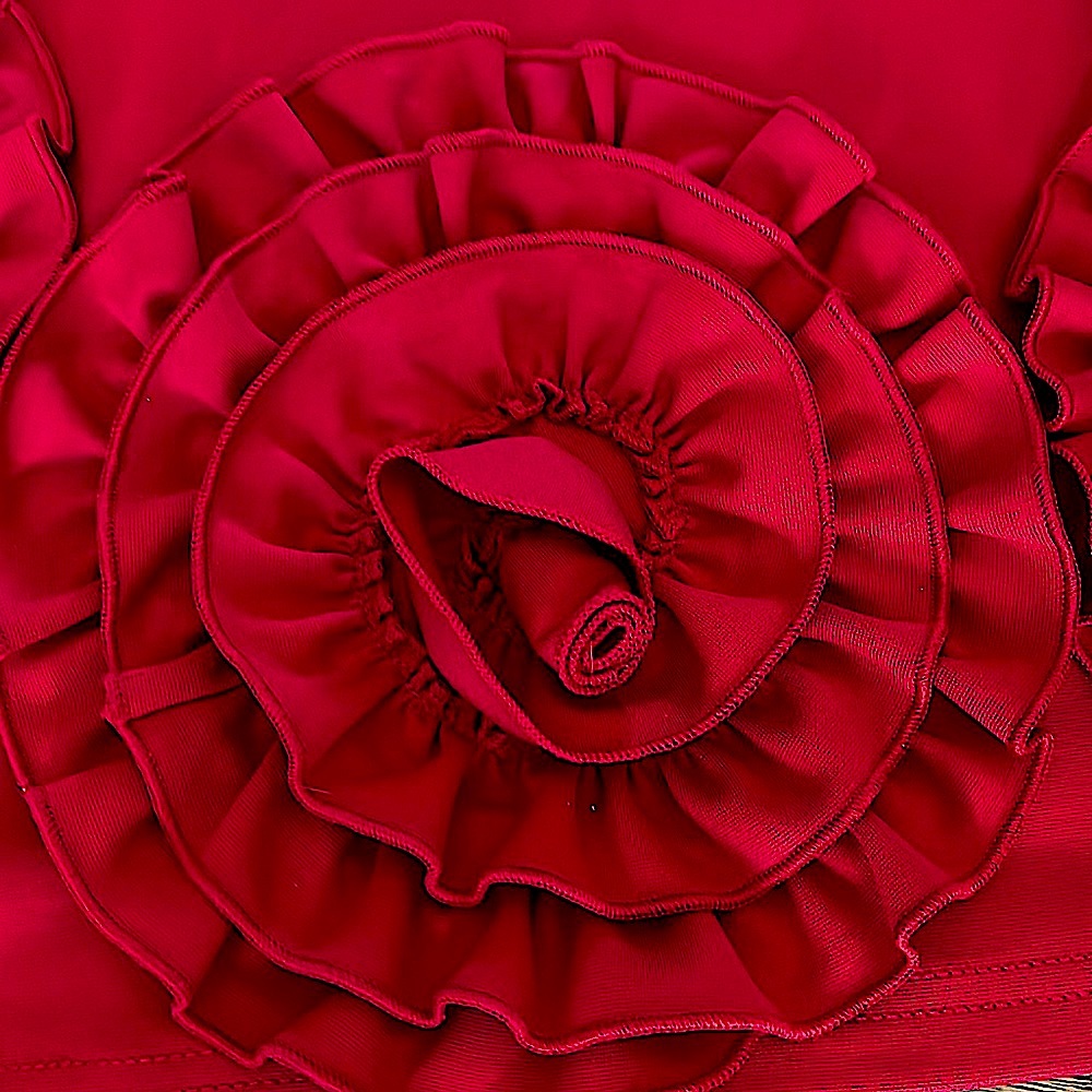 🔴🔥LaEl CoutureSexy &EdgyRed DressHandswonFlowersStretchy FormFitting S:L/M - Picture 2 of 11